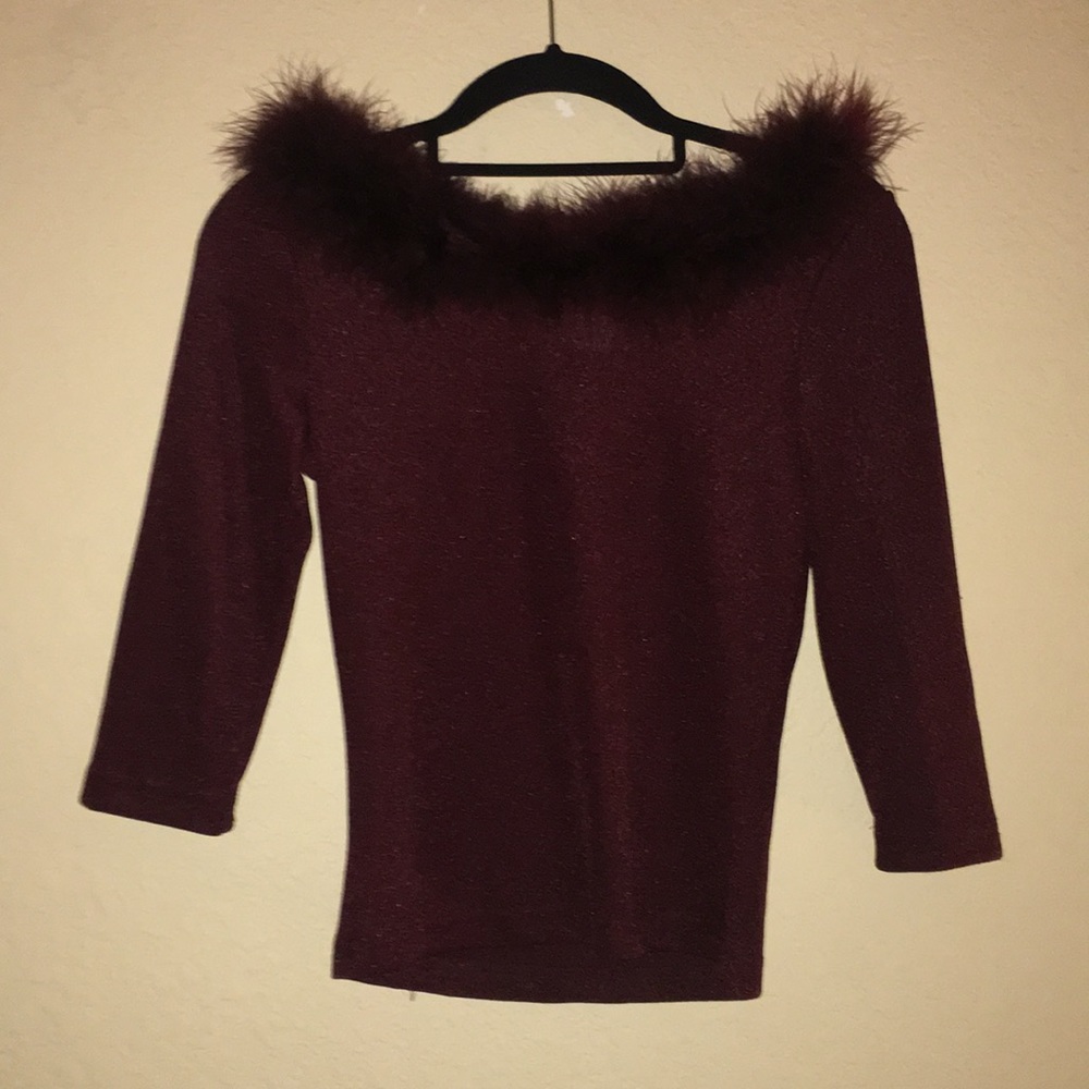 Vintage 90s fur cropped forever 21 blouse